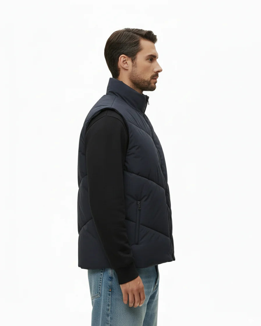 NAVY QUILTED PUFFER VEST W25N