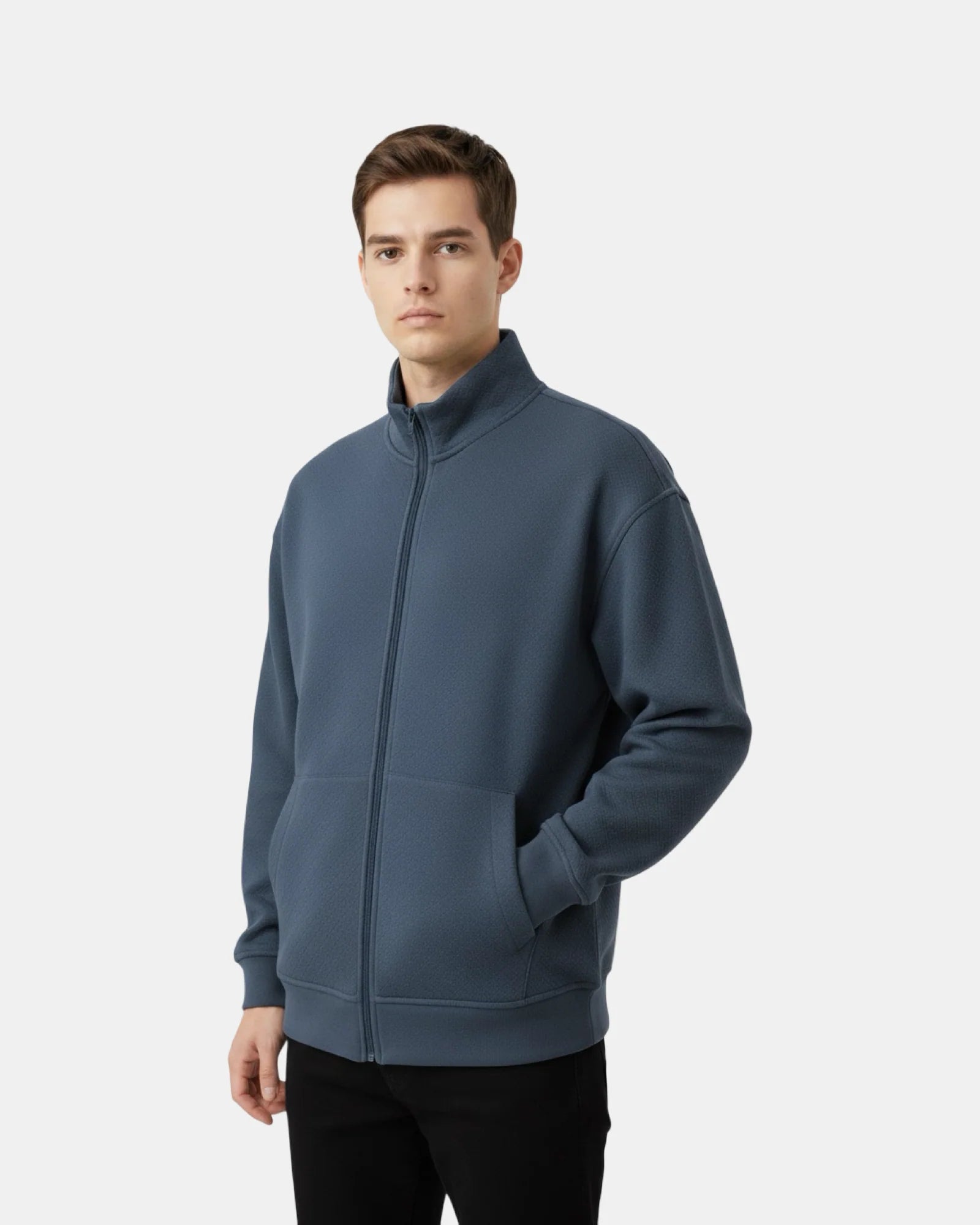 PETROL FLEECE ZIP-UP SWEATSHIRT W25N