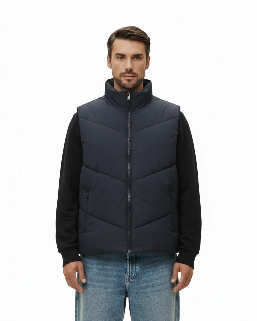 NAVY QUILTED PUFFER VEST W25N