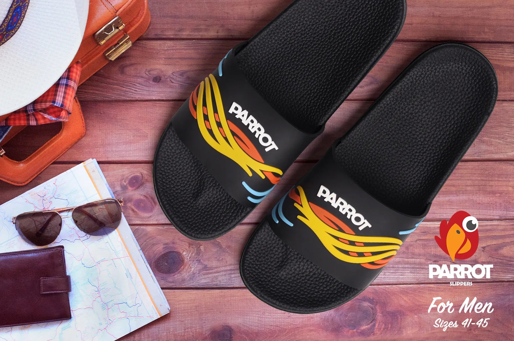 Waves Men Black Slippers