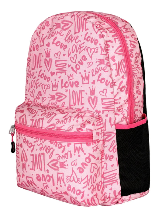 "Love" Typography & Hearts All-Over Print Casual, School, and Laptop Backpack
