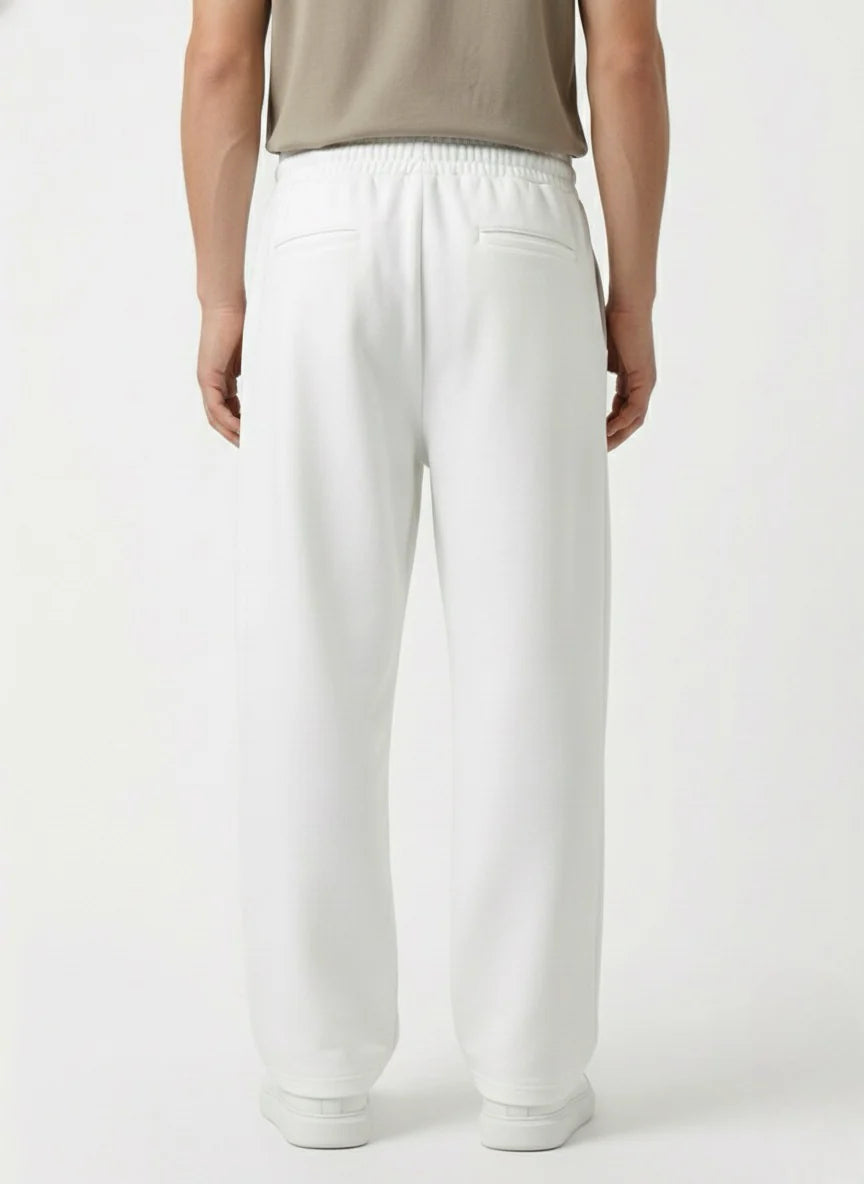 PURE WHITE WIDE-LEG FRONT-SEAM JOGGER W25N