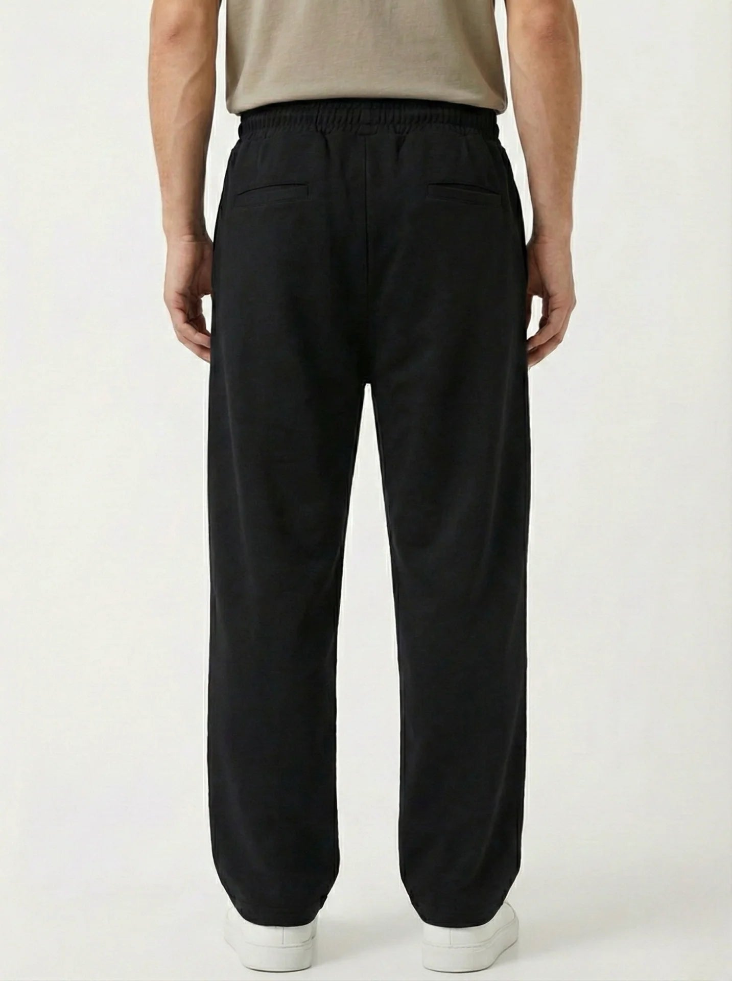 SHADOW BLACK WIDE-LEG FRONT-SEAM JOGGER W25N