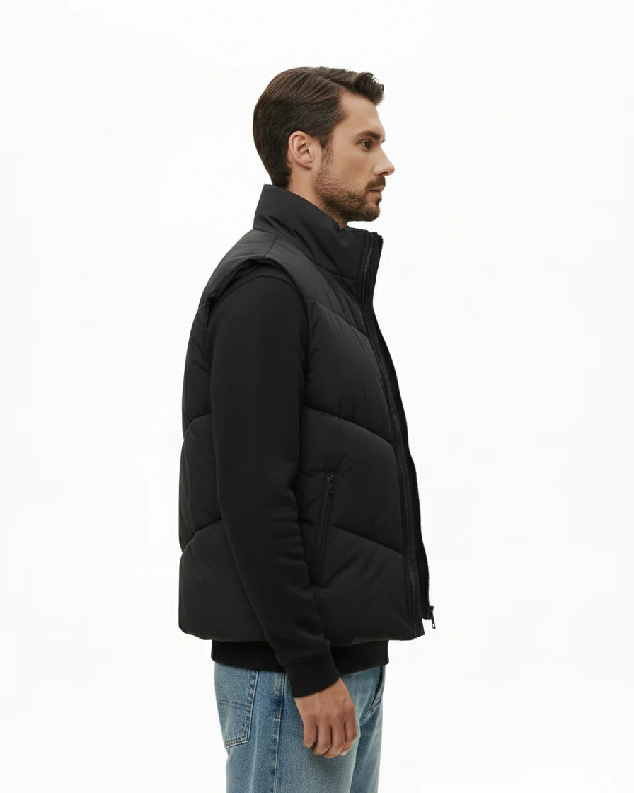 BLACK QUILTED PUFFER VEST W25N