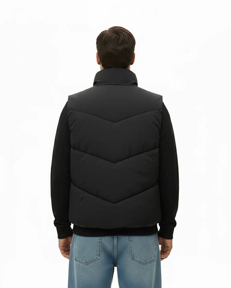 BLACK QUILTED PUFFER VEST W25N