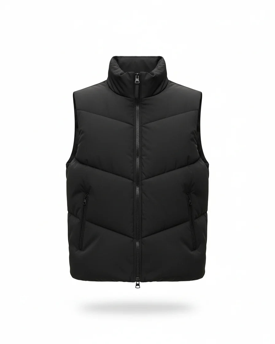 BLACK QUILTED PUFFER VEST W25N