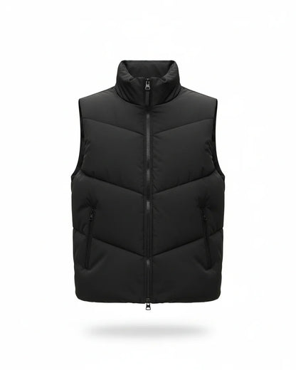 BLACK QUILTED PUFFER VEST W25N