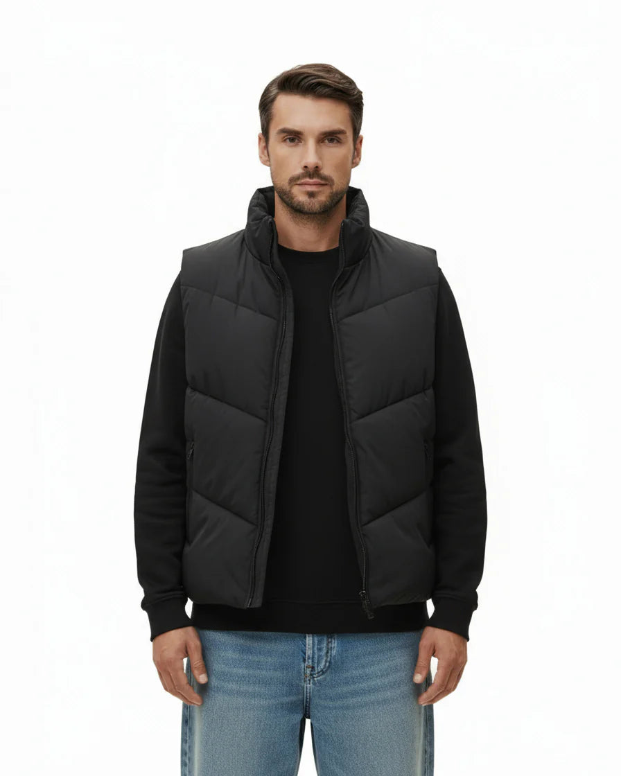 BLACK QUILTED PUFFER VEST W25N