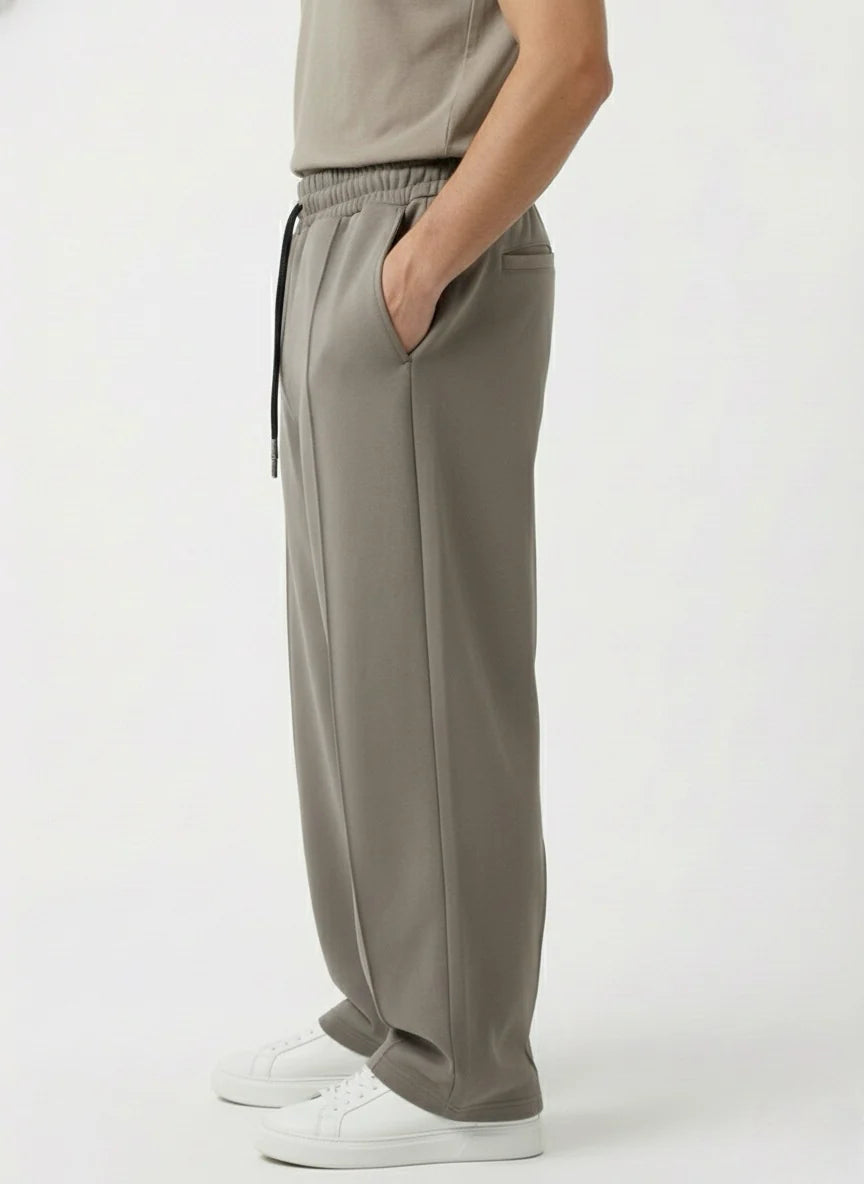 TAUPE GREIGE WIDE-LEG FRONT-SEAM JOGGER W25N