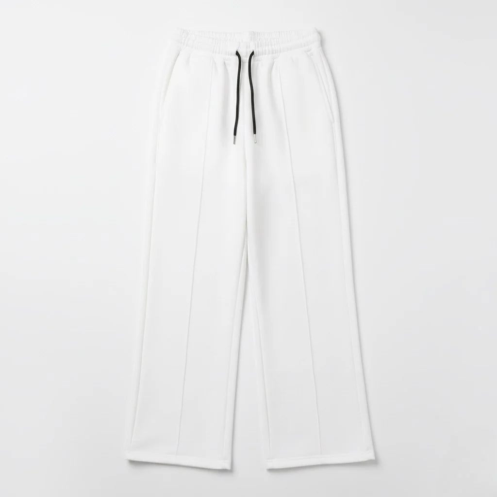 PURE WHITE WIDE-LEG FRONT-SEAM JOGGER W25N