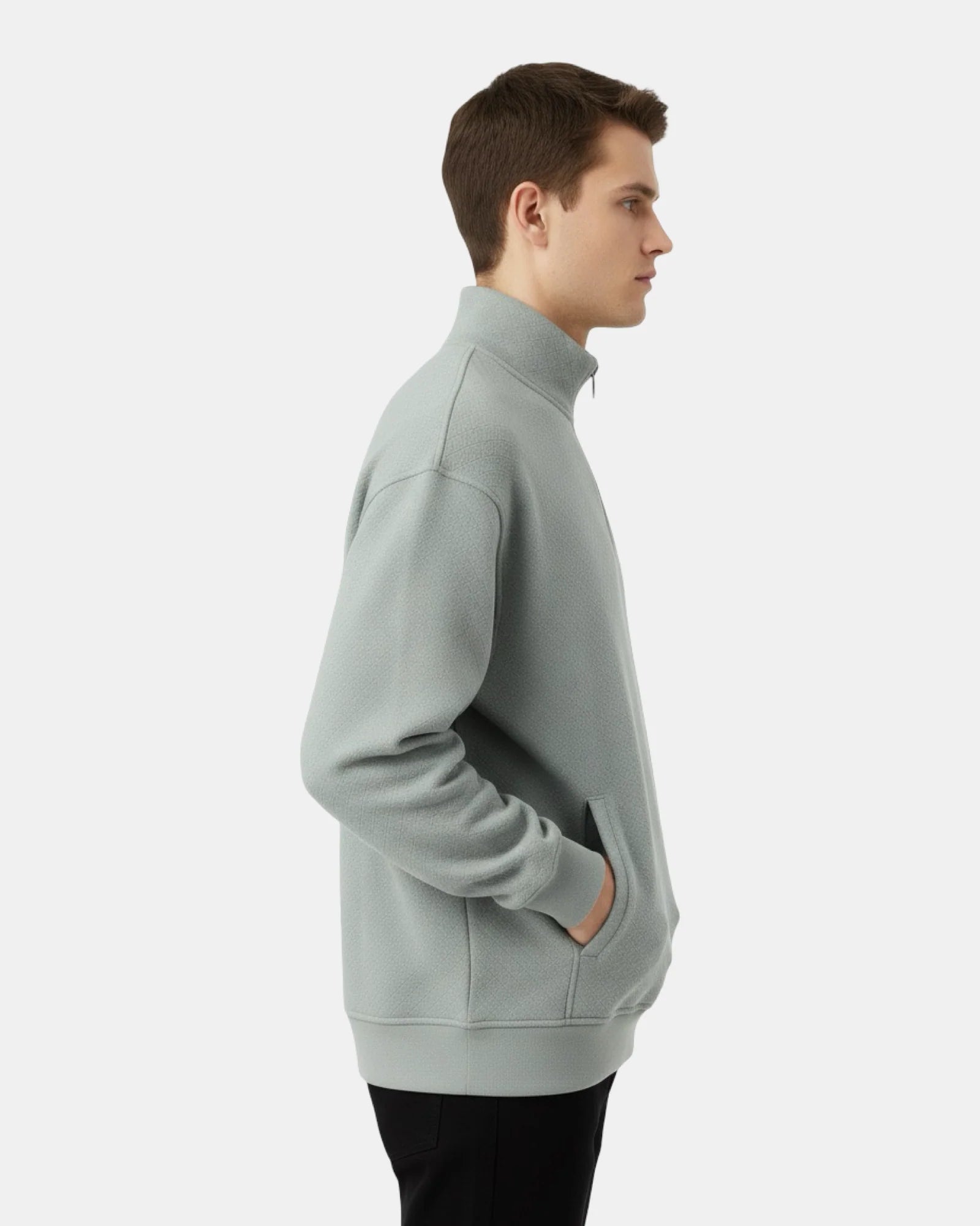 MIST GREY FLEECE ZIP-UP SWEATSHIRT W25N