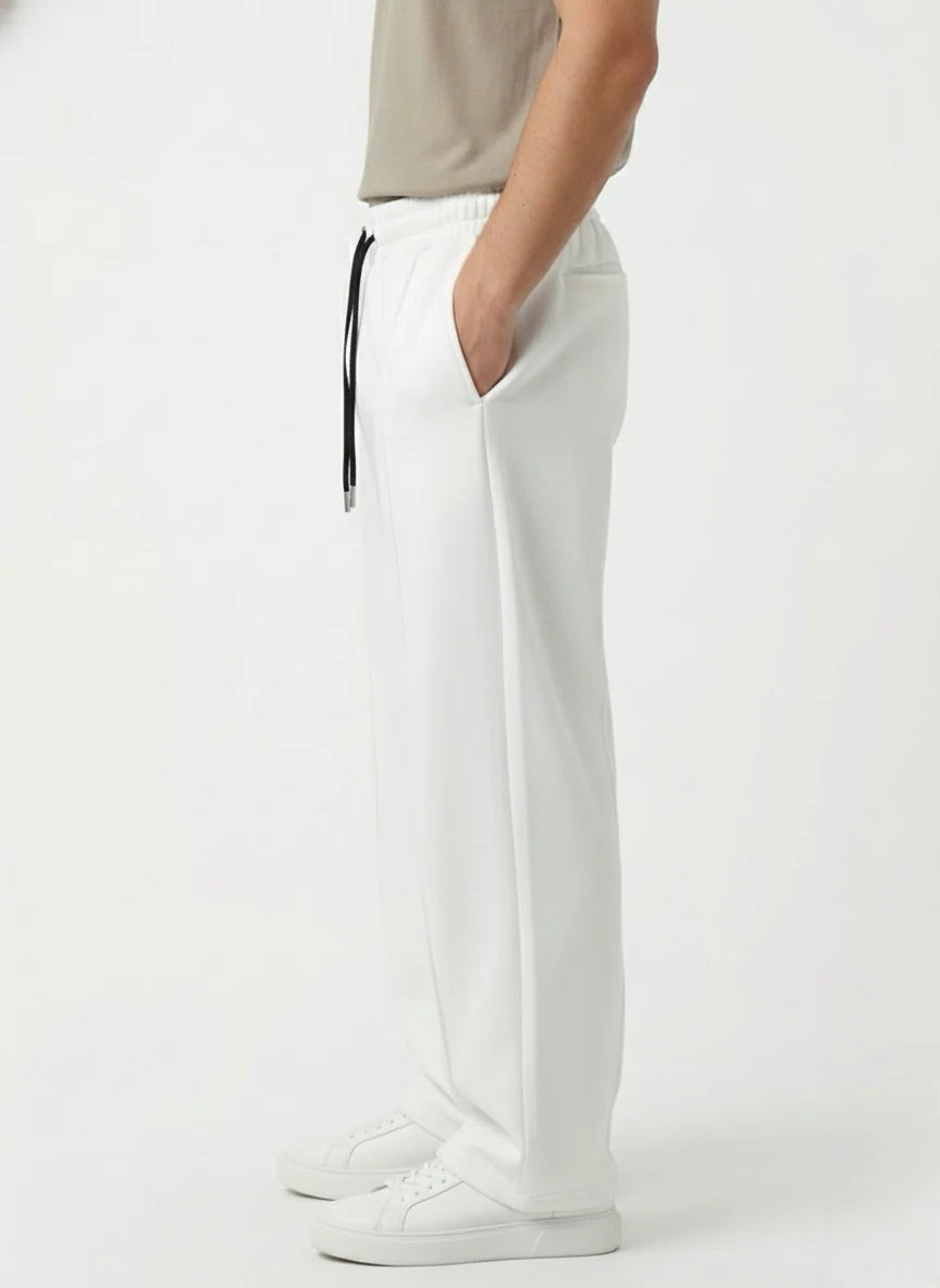 PURE WHITE WIDE-LEG FRONT-SEAM JOGGER W25N