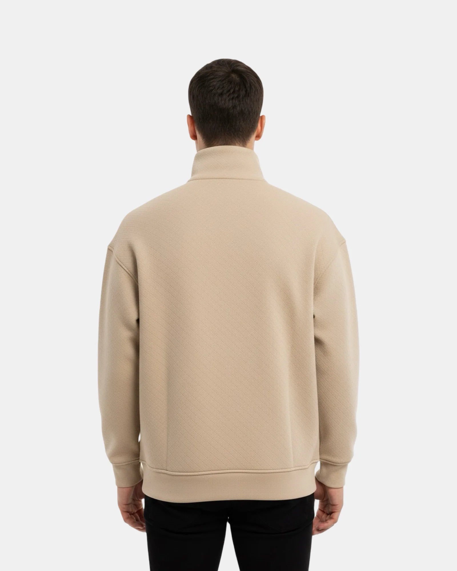 BEIGE FLEECE ZIP-UP SWEATSHIRT W25N