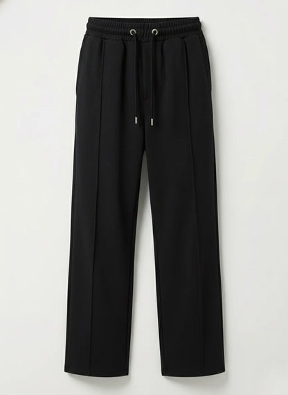 SHADOW BLACK WIDE-LEG FRONT-SEAM JOGGER W25N