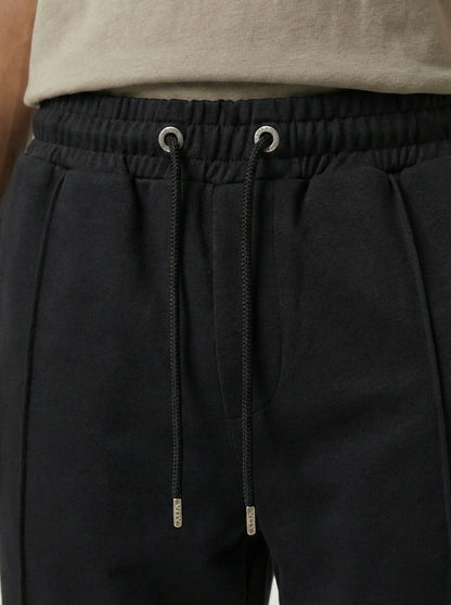 SHADOW BLACK WIDE-LEG FRONT-SEAM JOGGER W25N