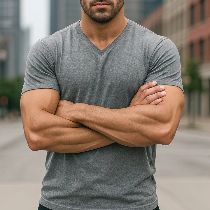 ACTIV BASIC V.NECK T-SHIRT - GRAY