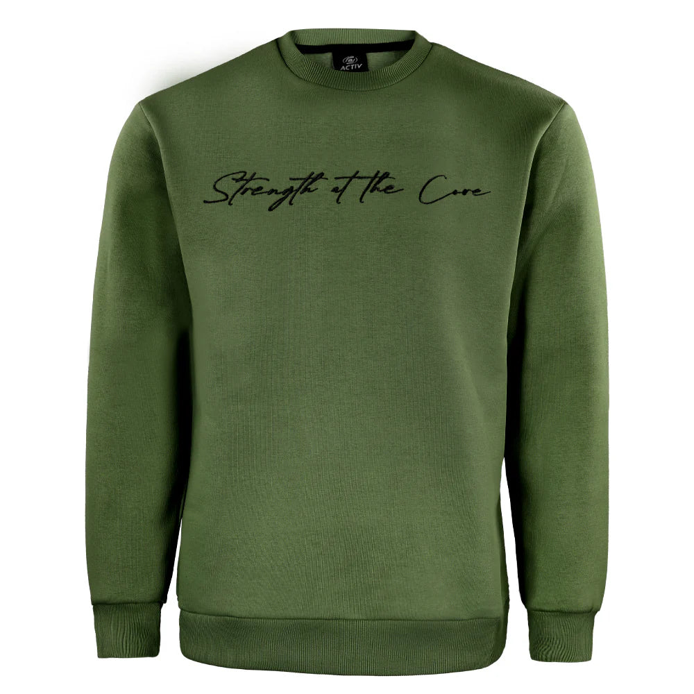 ACTIV EMB R.NECK SWEATSHIRT - OLIVE